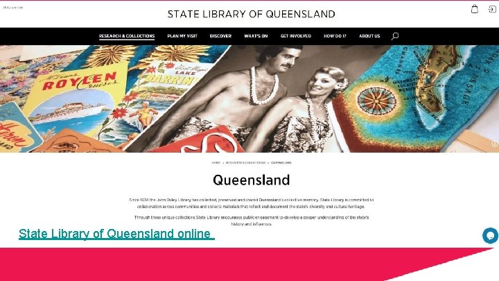 Using a reverse colour page State Library of Queensland online 