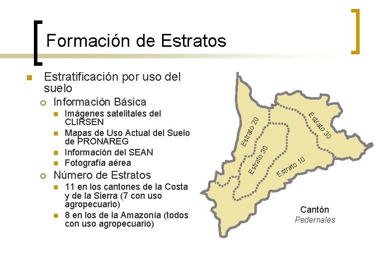 Formación de Estratos Estratificación por uso del suelo Información Básica ¡ Número de Estratos