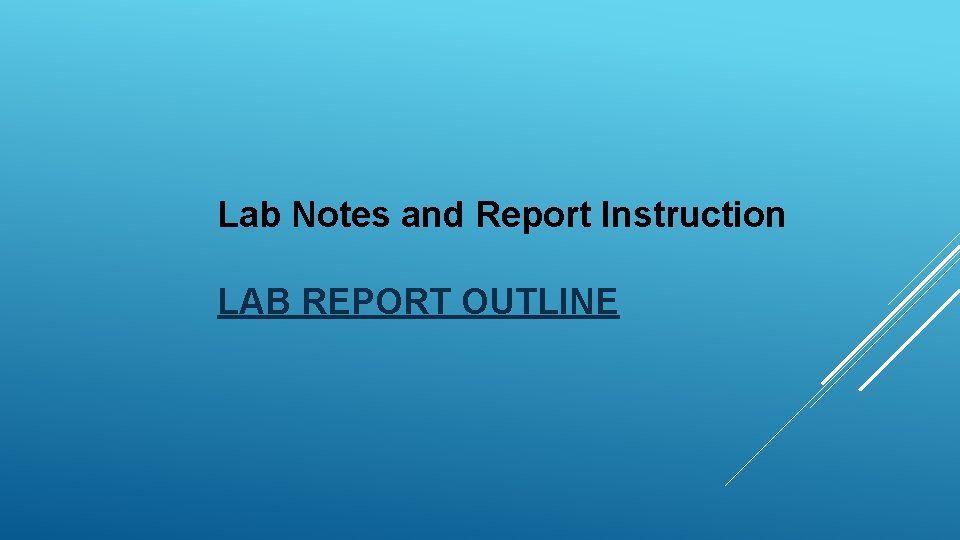 Lab Notes and Report Instruction LAB REPORT OUTLINE 