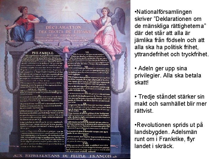  • Nationalförsamlingen skriver ”Deklarationen om de mänskliga rättigheterna” där det står att alla