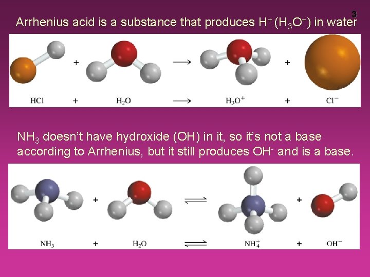 Arrhenius acid is a substance that produces H+ (H 3 O+) 3 in water