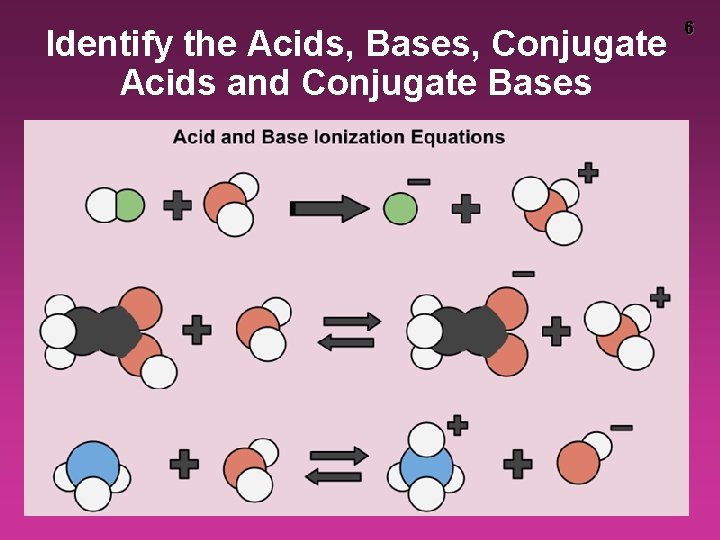 Identify the Acids, Bases, Conjugate Acids and Conjugate Bases 6 