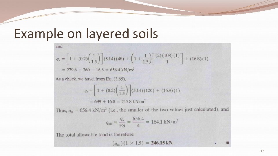 Example on layered soils 17 