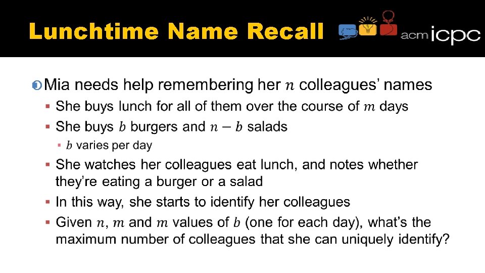 Lunchtime Name Recall Lunchtime Name Recall