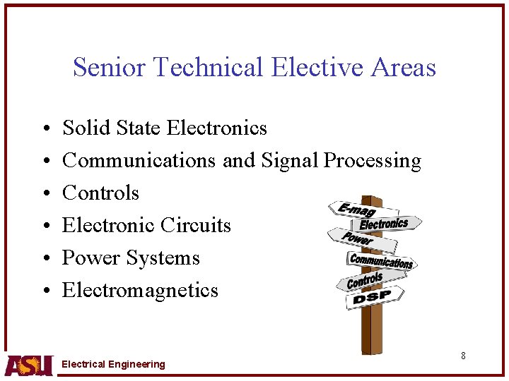 Senior Technical Elective Areas • • • Solid State Electronics Communications and Signal Processing