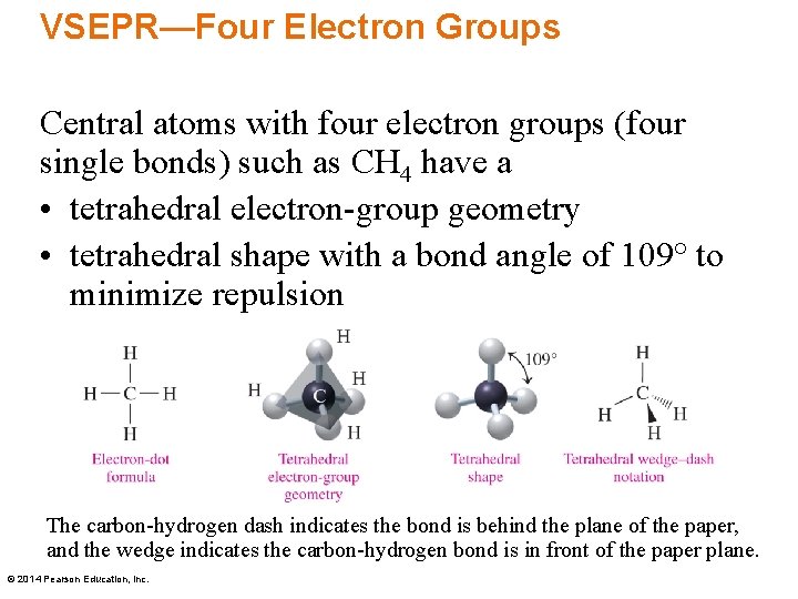 VSEPR—Four Electron Groups Central atoms with four electron groups (four single bonds) such as