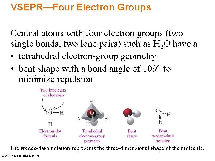 VSEPR—Four Electron Groups Central atoms with four electron groups (two single bonds, two lone