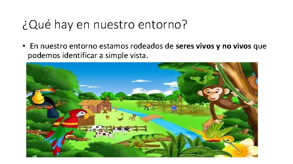 ¿Qué hay en nuestro entorno? • En nuestro entorno estamos rodeados de seres vivos