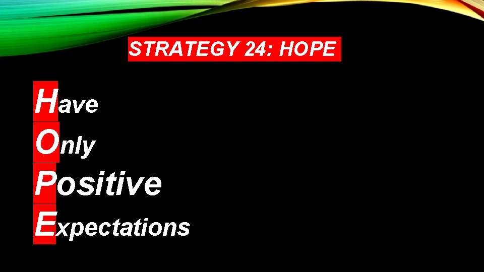 STRATEGY 24: HOPE Have Only Positive Expectations 