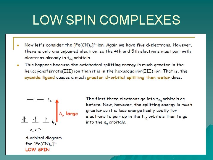 LOW SPIN COMPLEXES 