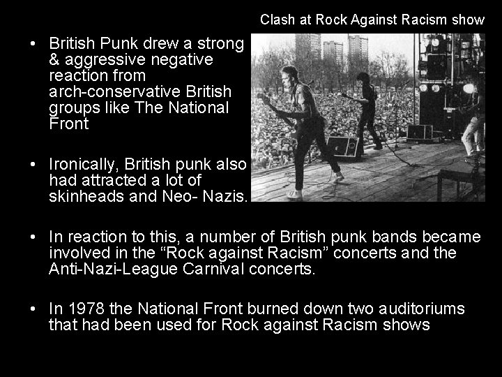 Clash at Rock Against Racism show • British Punk drew a strong & aggressive