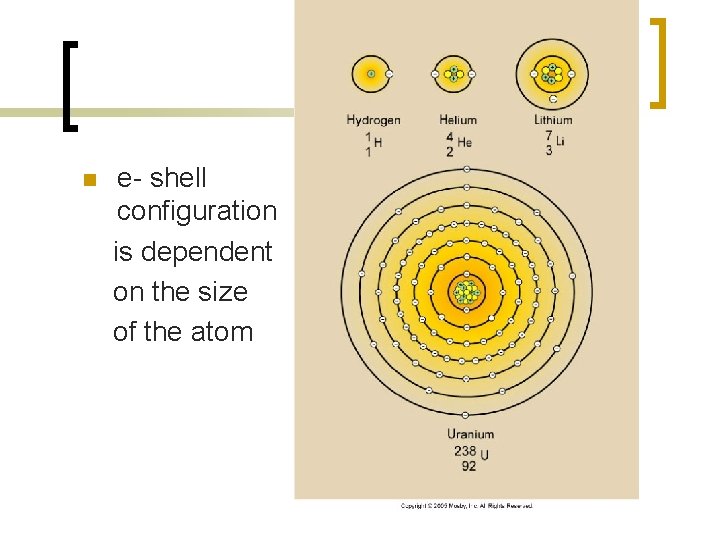 n e- shell configuration is dependent on the size of the atom 