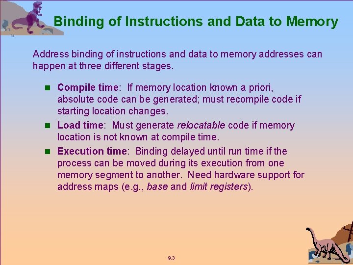 Binding of Instructions and Data to Memory Address binding of instructions and data to
