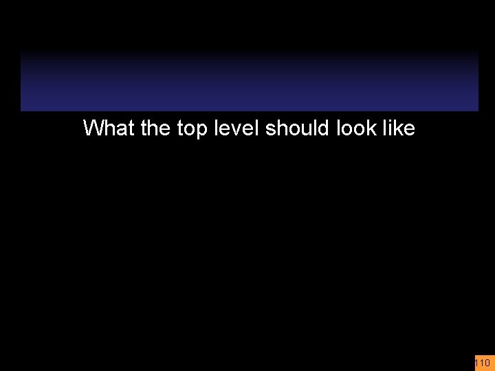 What the top level should look like 110 