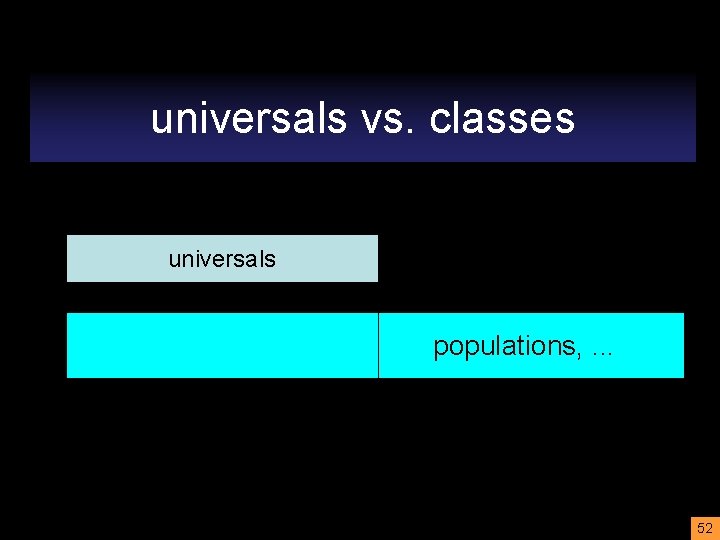 universals vs. classes universals populations, . . . 52 