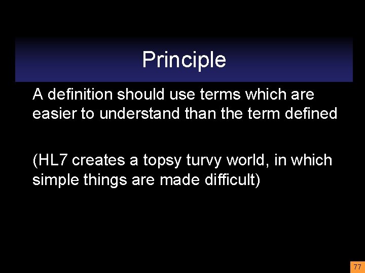 Principle A definition should use terms which are easier to understand than the term