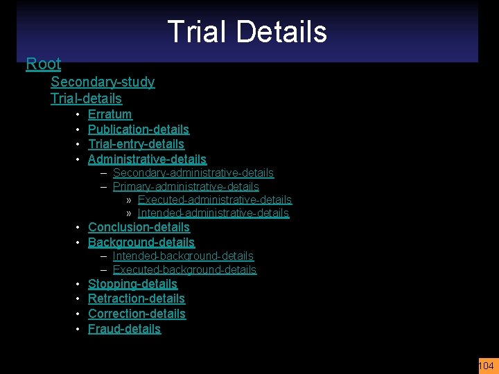 Trial Details Root Secondary-study Trial-details • • Erratum Publication-details Trial-entry-details Administrative-details – Secondary-administrative-details –