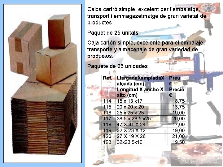 Caixa cartró simple, excelent per l’embalatge, transport i emmagazetmatge de gran varietat de productes