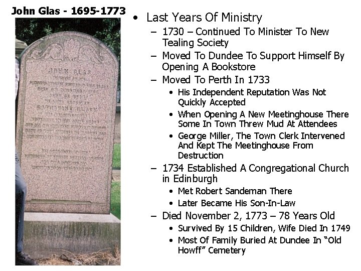 John Glas - 1695 -1773 • Last Years Of Ministry – 1730 – Continued