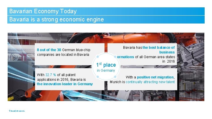 Bavarian Economy Today Bavaria is a strong economic engine 8 out of the 30
