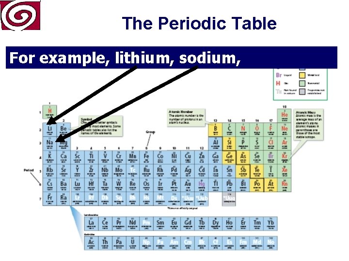 The Periodic Table For example, lithium, sodium, 