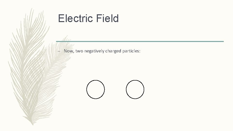 Electric Field – Now, two negatively charged particles: 
