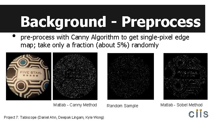  • Background - Preprocess pre-process with Canny Algorithm to get single-pixel edge map;