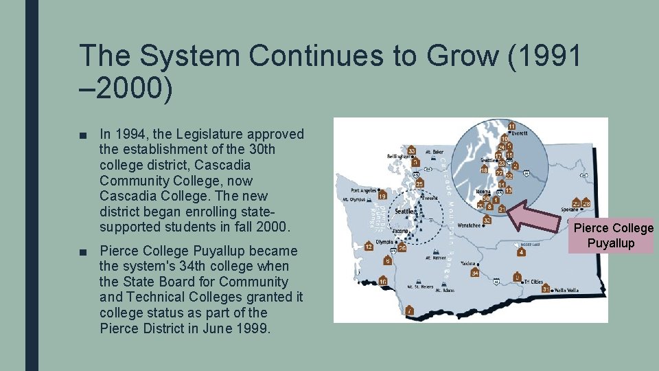 The System Continues to Grow (1991 – 2000) ■ In 1994, the Legislature approved