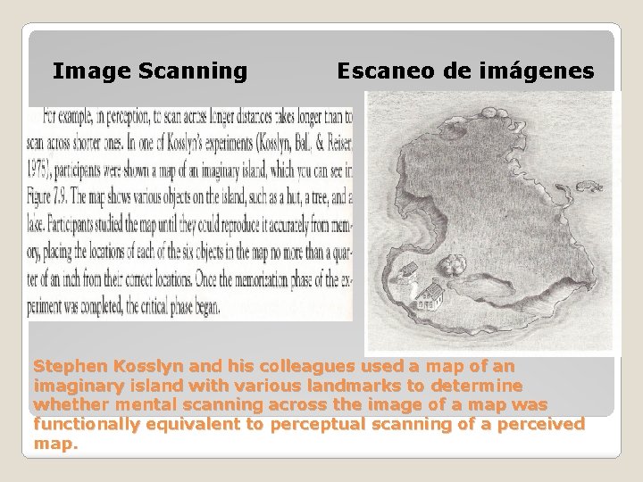 Image Scanning Escaneo de imágenes Stephen Kosslyn and his colleagues used a map of