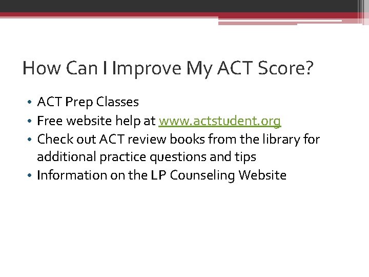 How Can I Improve My ACT Score? • ACT Prep Classes • Free website