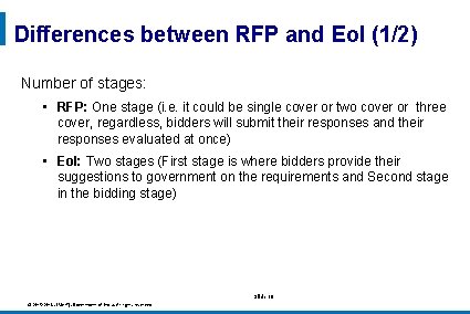 Differences between RFP and Eo. I (1/2) Number of stages: • RFP: One stage