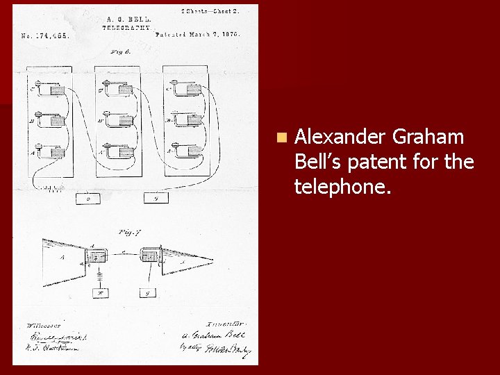 n Alexander Graham Bell’s patent for the telephone. 