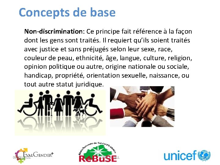 Concepts de base Non-discrimination: Ce principe fait référence à la façon dont les gens