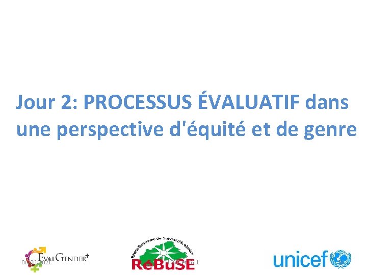 Jour 2: PROCESSUS ÉVALUATIF dans une perspective d'équité et de genre 06/06/2021 LOYE et