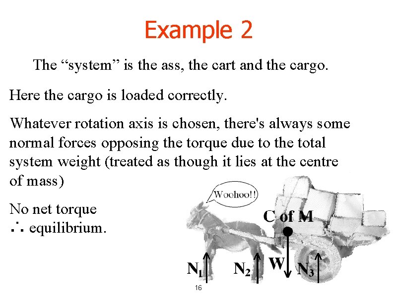 Example 2 The “system” is the ass, the cart and the cargo. Here the