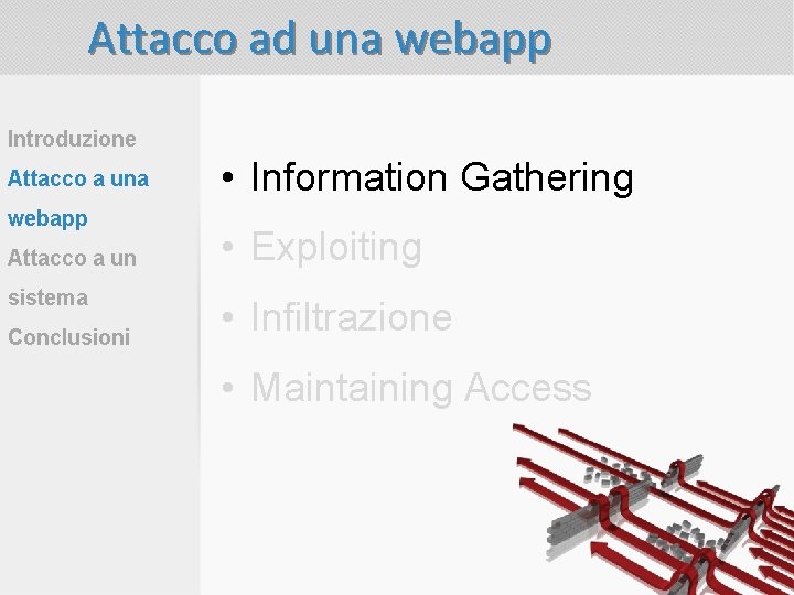 Attacco ad una webapp Introduzione Attacco a una webapp Attacco a un sistema Conclusioni