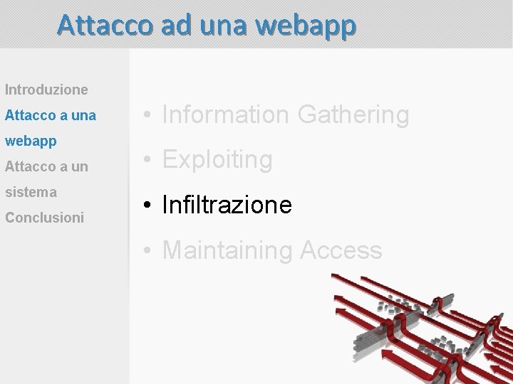 Attacco ad una webapp Introduzione Attacco a una webapp Attacco a un sistema Conclusioni