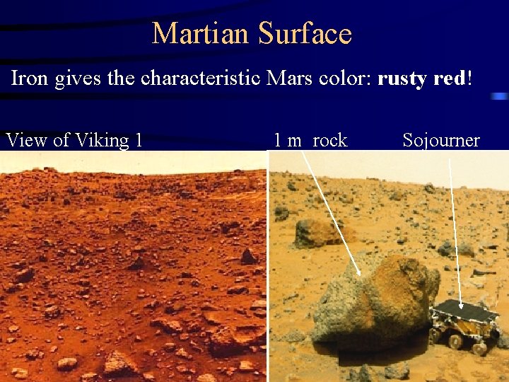 Martian Surface Iron gives the characteristic Mars color: rusty red! View of Viking 1