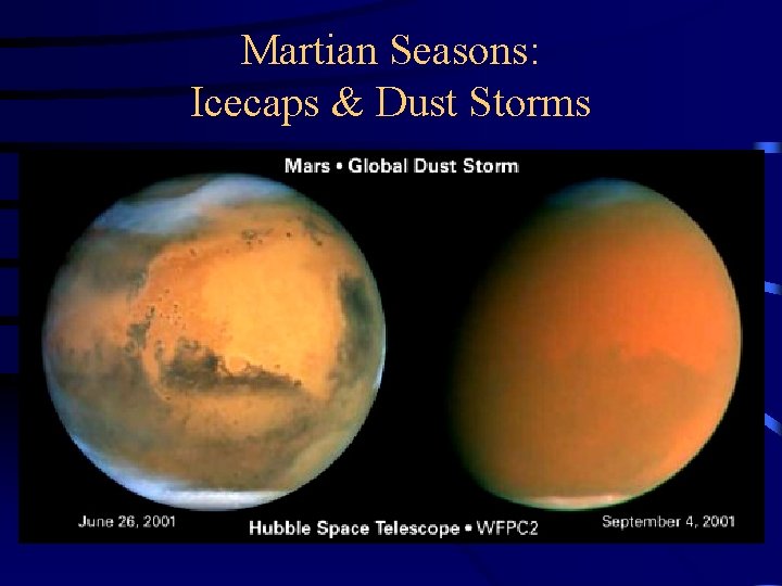Martian Seasons: Icecaps & Dust Storms 