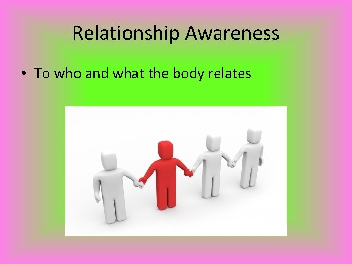 Relationship Awareness • To who and what the body relates 