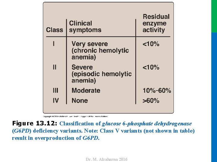 Dr. M. Alzaharna 2016 Figure 13. 12: Classification of glucose 6 -phosphate dehydrogenase (G