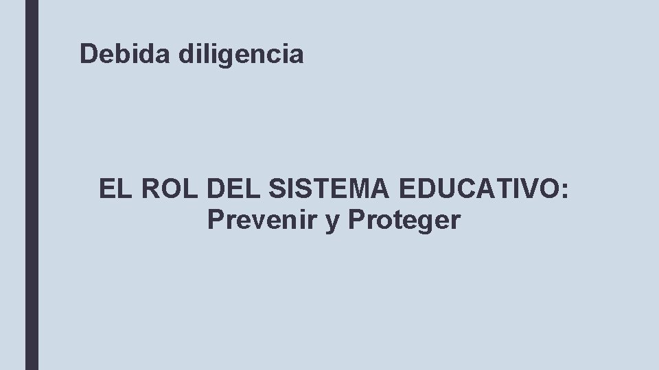 Debida diligencia EL ROL DEL SISTEMA EDUCATIVO: Prevenir y Proteger 
