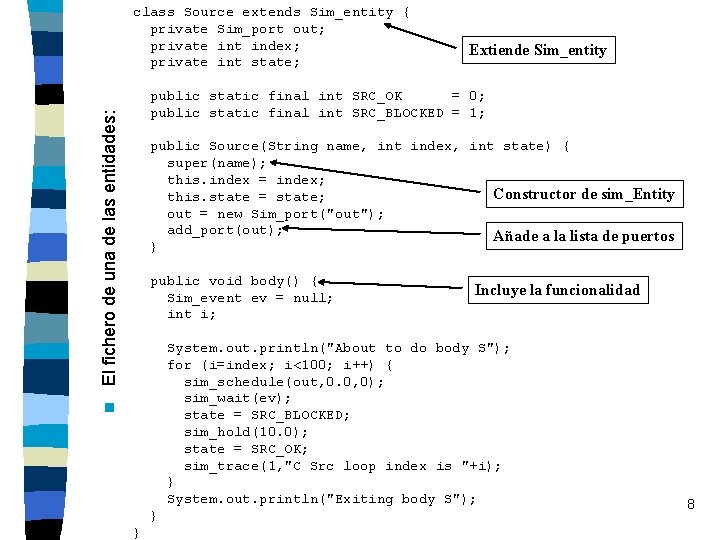 class Source extends Sim_entity { private Sim_port out; private int index; private int state;
