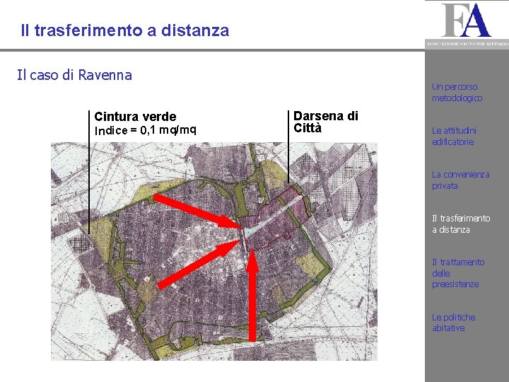 Il trasferimento a distanza Il caso di Ravenna Cintura verde Indice = 0, 1