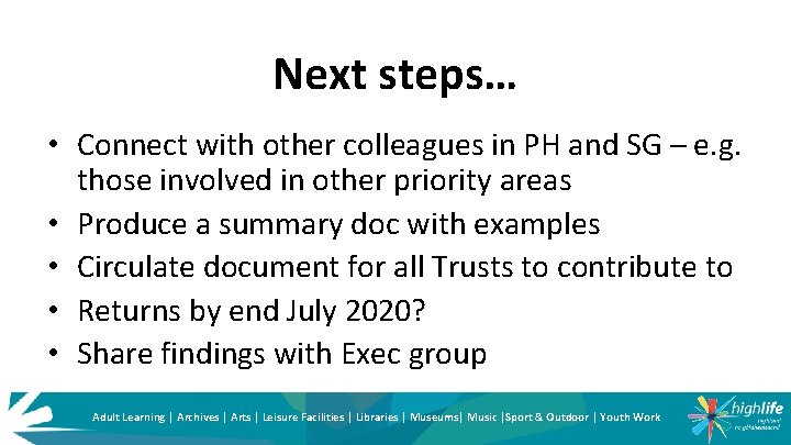 Next steps… • Connect with other colleagues in PH and SG – e. g.