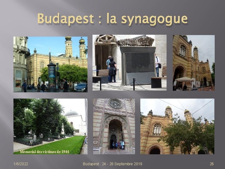Budapest : la synagogue Mémorial des victimes de 1944 1/6/2022 Budapest : 24 -