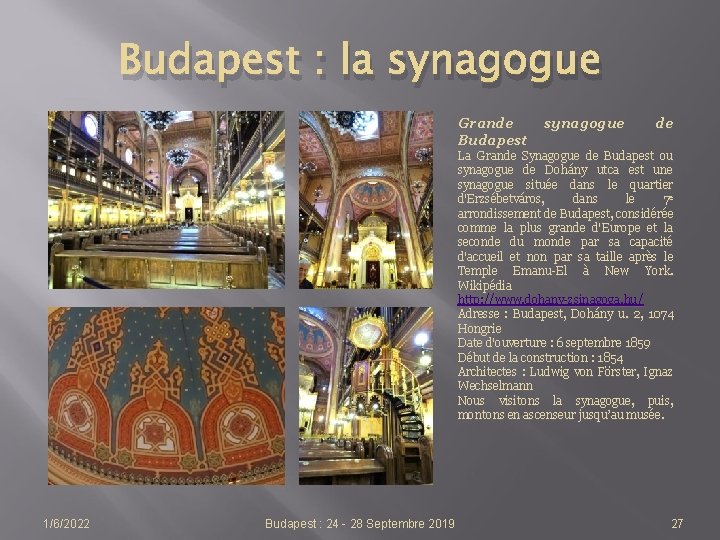 Budapest : la synagogue Grande Budapest synagogue de La Grande Synagogue de Budapest ou
