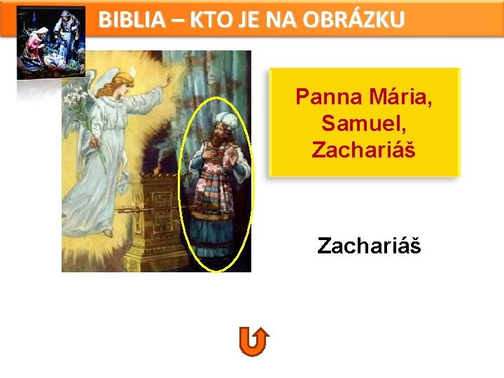 BIBLIA – KTO JE NA OBRÁZKU Panna Mária, Samuel, Zachariáš BIBLIA – KTO JE NA OBRÁZKU Panna Mária, Samuel, Zachariáš