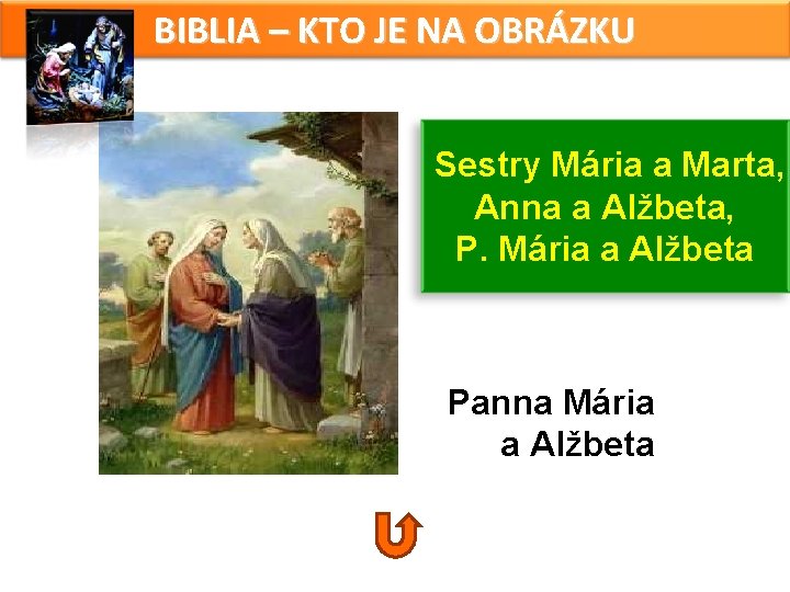 BIBLIA – KTO JE NA OBRÁZKU Sestry Mária a Marta, Anna a Alžbeta, P. BIBLIA – KTO JE NA OBRÁZKU Sestry Mária a Marta, Anna a Alžbeta, P.