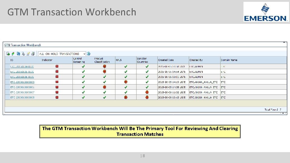 GTM Transaction Workbench The GTM Transaction Workbench Will Be The Primary Tool For Reviewing